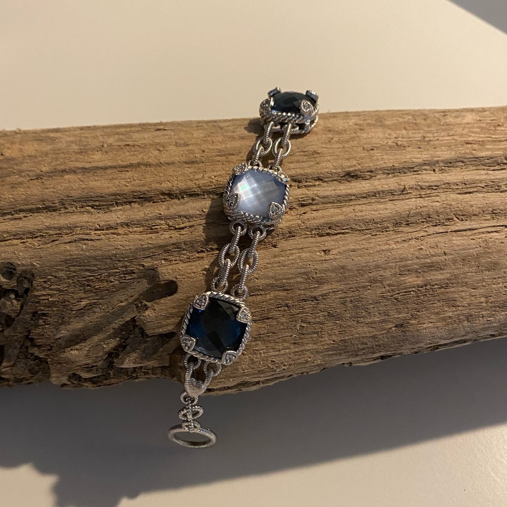 Judith Ripka Hematite and Mother of Pearl Diamonique Bracelet